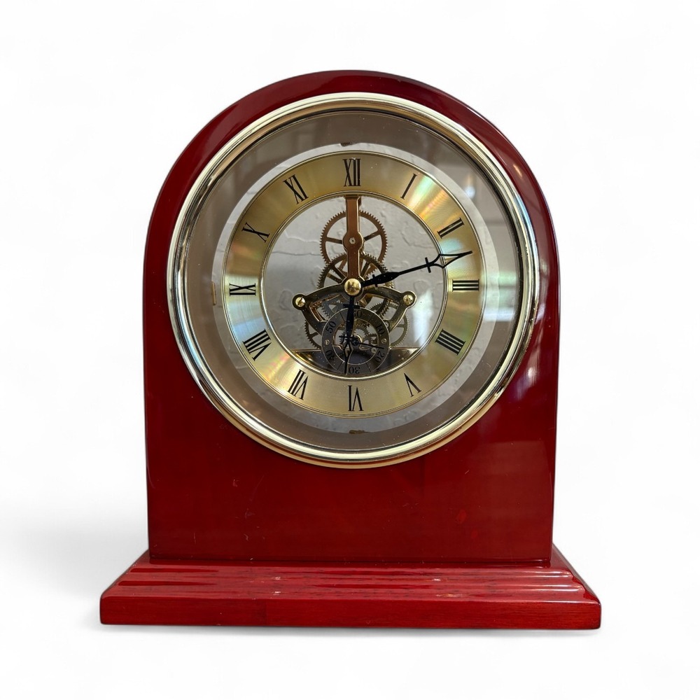 Plymouth Series Rosewood Desk Clock Roman Numerals Skeleton Movement - Picture 2 of 9
